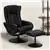 Massaging Multi-Position Plush Recliner with Ottoman in Black LeatherSoft