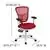 Red Mesh Ergonomic Office Chair with Adjustable Arms and White Frame