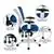 Blue Mesh Executive Swivel Office Chair with Adjustable Arms, White Frame