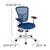 Blue Mesh Executive Swivel Office Chair with Adjustable Arms, White Frame