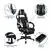 Black Gaming Desk with Cup Holder & White Reclining Back/Arms Gaming Chair