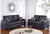 Imola 2 Pieces Modern Sofa Set Upholstered in Black Faux Leather