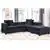 Aosta 3 Piece Sectional Sofa Set in Black Velvet with Accent Pillows