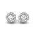 Round Halo Diamond Earrings with Milgrain Border in 14k White Gold
