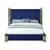 Exeter Blue Queen Size Bed Covered in Velvet with Gold Legs