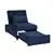 Lexicon Netto Dark Blue Lift Top Storage Bench with Pull-out Ottoman