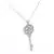 Silver Tone Vintage Inspired Crystal Key Pendant Necklace
