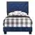 Passion Furniture Suffolk Navy Blue Twin Panel Bed with No Mattress