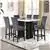 Adjara 7-Pieces Counter Height Set in Faux Marble and Gray Velvet