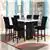 Adjara 7-Pieces Counter Height Set in Faux Marble and Black Velvet