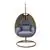 LeisureMod Beige Wicker Hanging Egg Swing Chair - Charcoal Blue