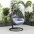 LeisureMod Charcoal Wicker Hanging Egg Swing Chair - Charcoal Blue