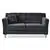 Passion Furniture Black Tuxedo Arm Love Seat Sofa with 1-Throw Pillow
