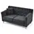 Passion Furniture Black Tuxedo Arm Love Seat Sofa with 1-Throw Pillow