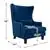 Lazzara Home Narcine Blue Velvet Wingback Chair with Lumbar Pillow