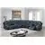 Adrano Manual Motion Sectional in Navy Blue Leather Gel