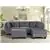 Rouen Grey 3-Piece Sectional with Ottoman in Velvet Fabric