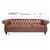 Luzmo 84' BROWN PU Rolled Arm Chesterfield Three Seater Sofa.