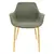 LeisureMod Leather Arm Chair With Gold Metal Leg Set of 2, Olive Green
