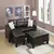 Piacenza Espresso Sectional Sofa With Ottoman In Bonded Leather