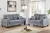 Imola 2 Piece Sofa Set Upholstered in Grey Linen-like Fabric