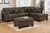 Aberdeen Black Coffee 3-Piece Sectional with Ottoman in Fabric