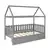 DreameroTwin Size House Bed with drawers, Fence-shaped Guardrail, Gray