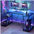 U-Shaped Gaming Desk with LED Lights,Outlets & Monitor Stand for Home
