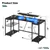 U-Shaped Gaming Desk with LED Lights,Outlets & Monitor Stand for Home