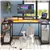 U-Shaped Gaming Desk with LED Lights,Outlets & Monitor Stand for Home
