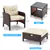 5-Piece Rattan Lounge Set with Cushioned Chairs, Ottomans & Glass Tabl