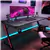 Spacious 63' Pro Gamer Z-Shaped Desk – Carbon Fiber, Cup Holder, Headp