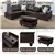 Comfortable 3-Piece Faux Leather Sectional Sofa – Solid Wood Frame, Br