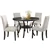 5 Pcs Sturdy Round Dining Set with Elegant Nailhead Upholstered Chairs
