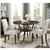 5 Pcs Sturdy Round Dining Set with Elegant Nailhead Upholstered Chairs