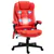Heated 6-Point Massage Office Chair, Thick Padded Design - Red
