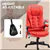 Heated 6-Point Massage Office Chair, Thick Padded Design - Red