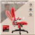 Heated 6-Point Massage Office Chair, Thick Padded Design - Red