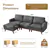 Elegant Corduroy Sectional with Movable Ottoman & Solid Wood Frame