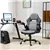 PU Leather Gaming Chair with Flip-up Armrests, Height Adjustable, Gray
