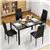 Modern 5-Piece Glass Dining Table Set with Upholstered Chairs