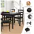 5-Pcs Dining Set with Solid Wood Legs & Comfort PU cushion chairs