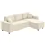 Corduroy L-Shaped Sectional Sofa with Pocket Spring, Cream White