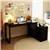 Reversible L-Shaped Desk with Storage Drawers & Open Shelving - Black