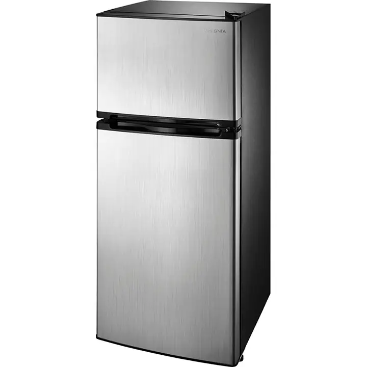 Insignia™ - 4.3 Cu. Ft. Mini Fridge with Top Freezer - Stainless Steel