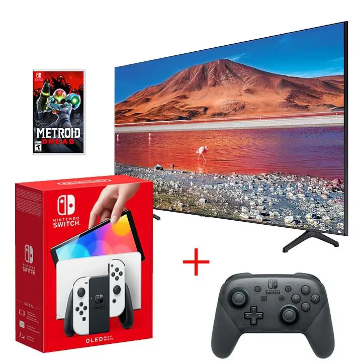 Samsung 58" UHD 4K Smart TV & Nintendo Switch White OLED Bundle