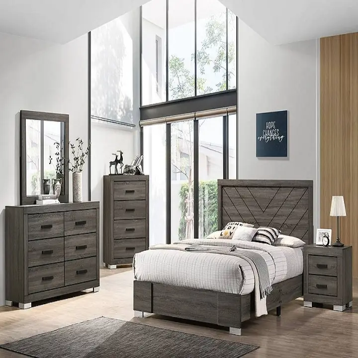 Rustic grey online full bedroom set