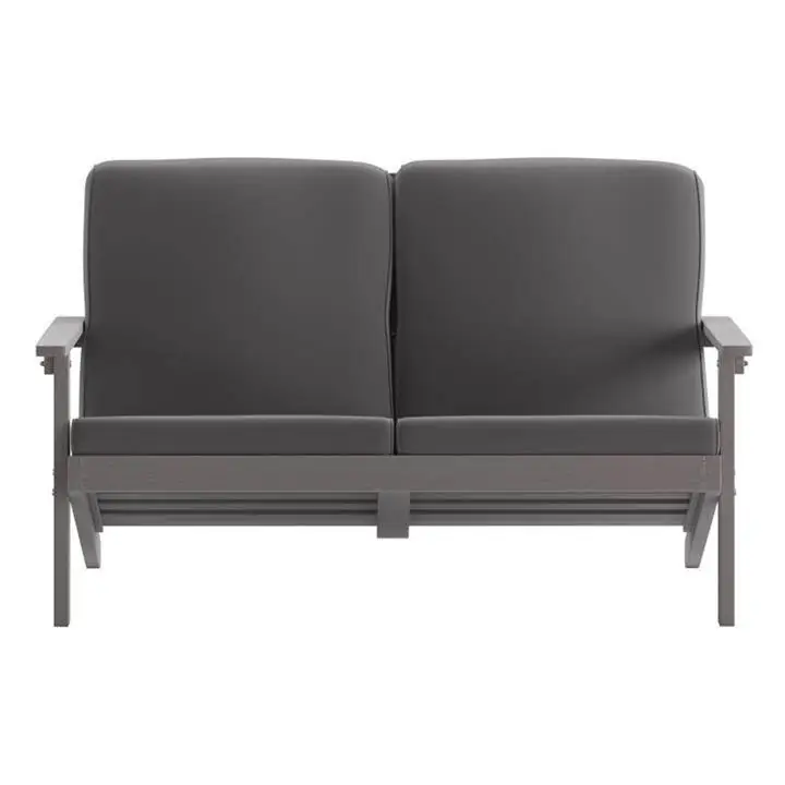 Flash Furniture Charlestown Wood Patio Loveseat with Cushions, Gray