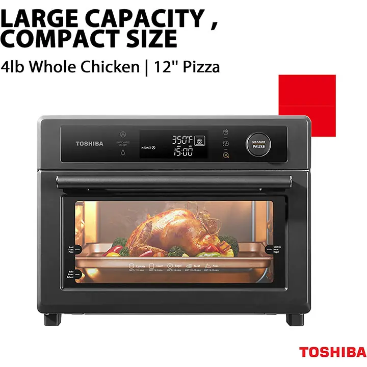 Toshiba 26.4QT Capacity Air Fryer 13-in-1 Toaster Oven Combo - Charcoal Grey