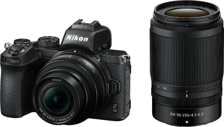 Nikon Z50 with NIKKOR Z DX 16-50mm VR and 50-250mm VR lensesBB21405108